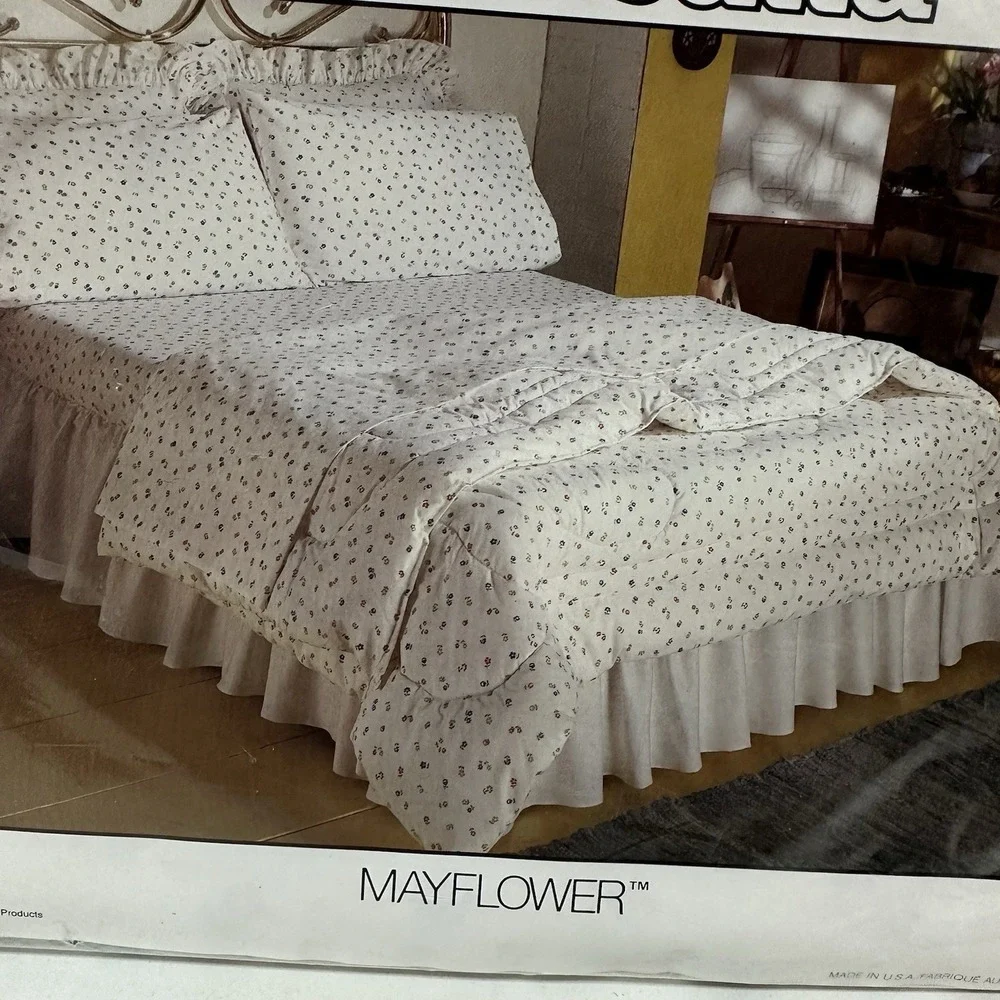 Vintage Wamsutta No Iron Percale Mayflower Floral Twin Flat Sheet NOS NEW